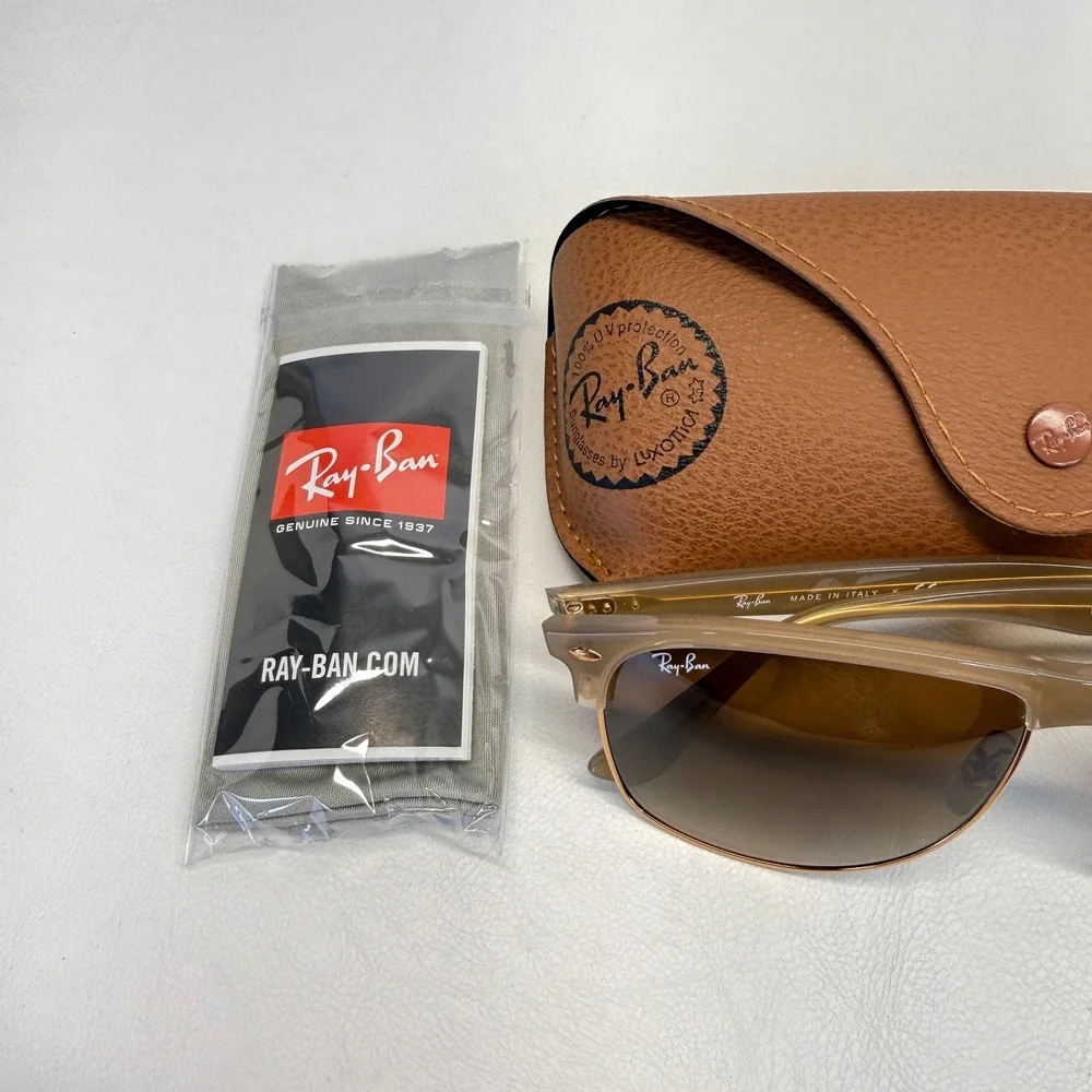 Ray-Ban RB4342 6166/13 Transparent Tan Brown Gradient Square Sunglasses Italy
